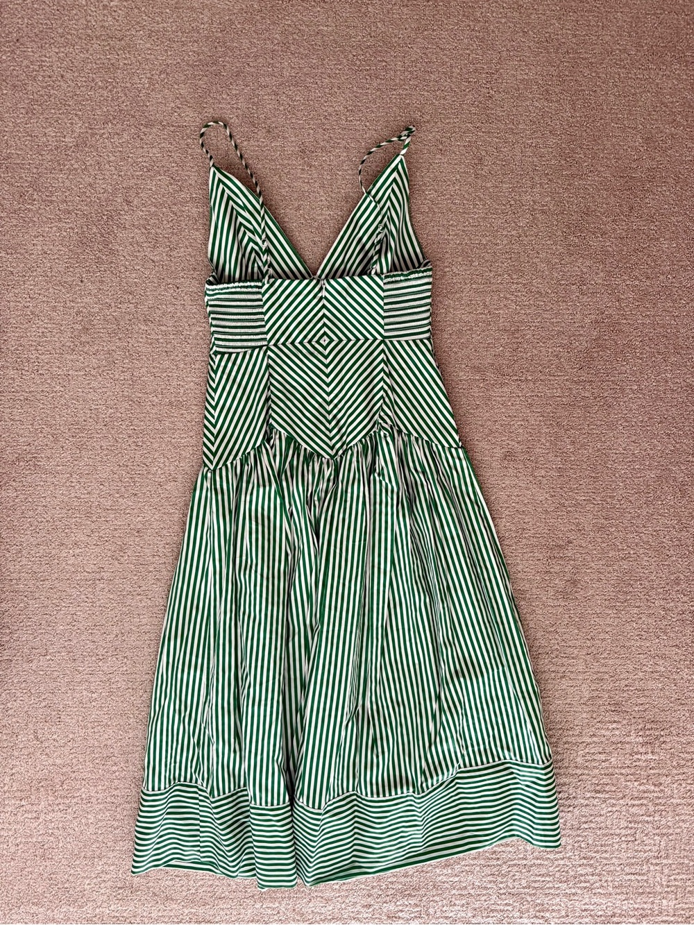 FARM Rio Green and White Striped Sundress with Spaghetti Straps - Picture 3 of 3